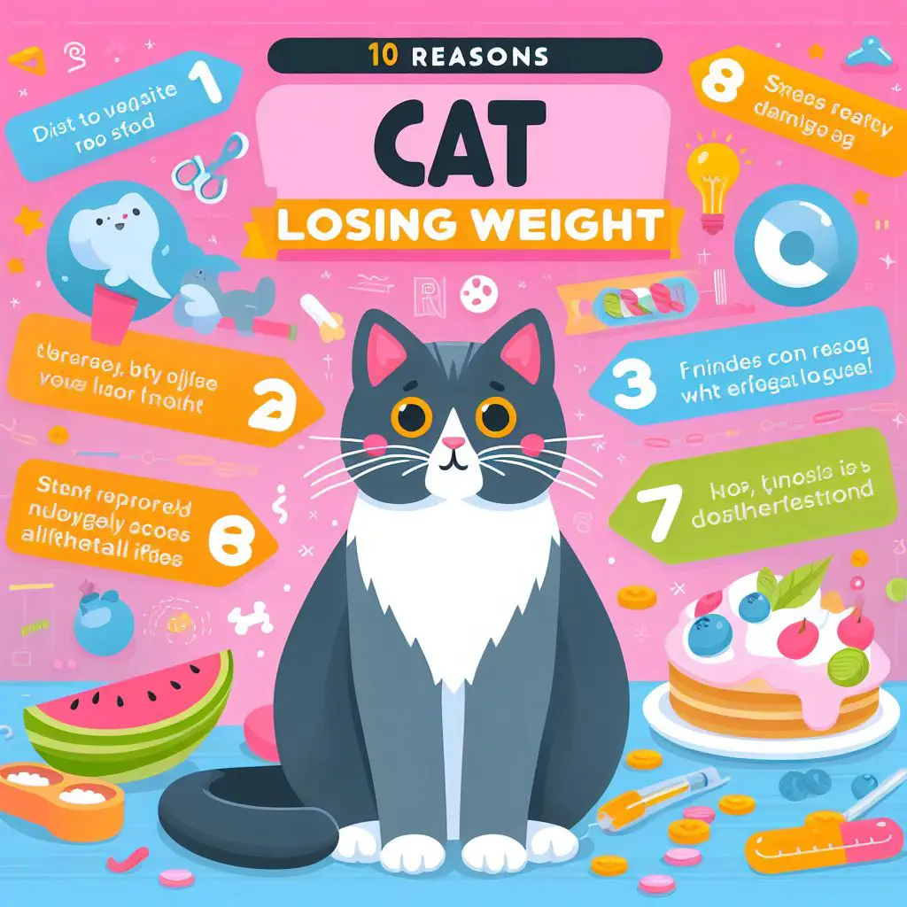 An image depicting potential causes for a cat's weight loss despite normal behavior
