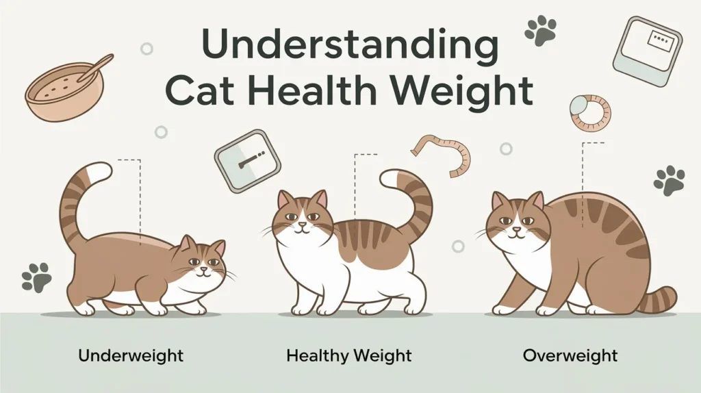 Pet owner managing cat health weight by feeding two cats with different dietary needs in a kitchen, highlighting common challenges in maintaining cat health.